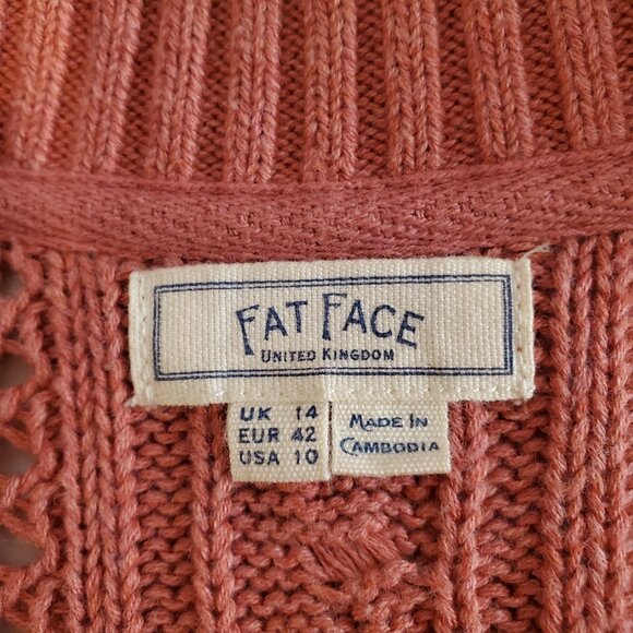 FAT FACE SZ 10 Women's Button-Front Open-weave Long-sleeve Cardigan Sweater - Picture 4 of 6